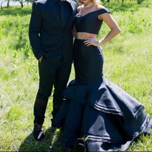 Jovani: Black two piece mermaid prom dress